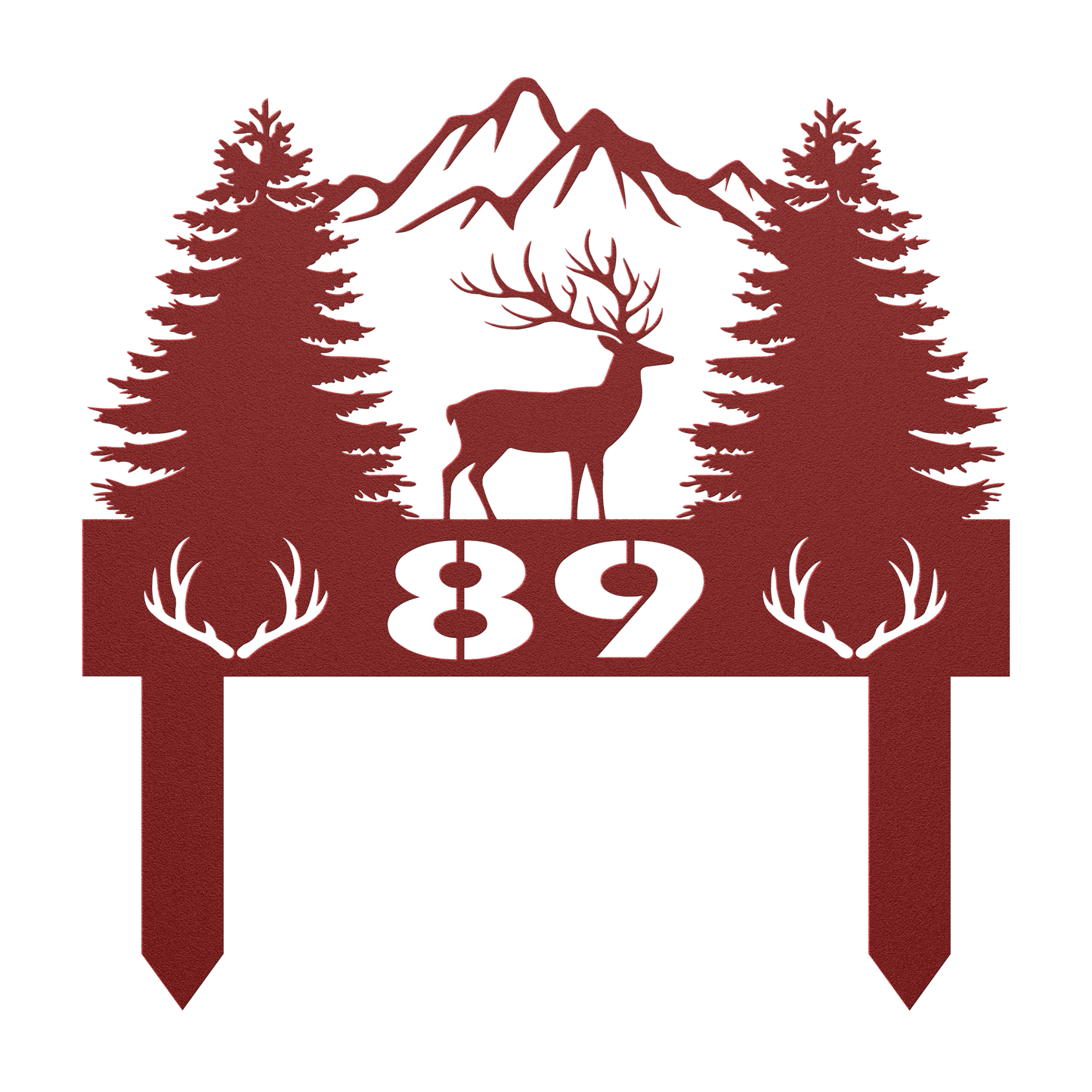 Deer_With_Mountain_And_Pines_Metal_Sign_Red_Transparent_Mockup.png
