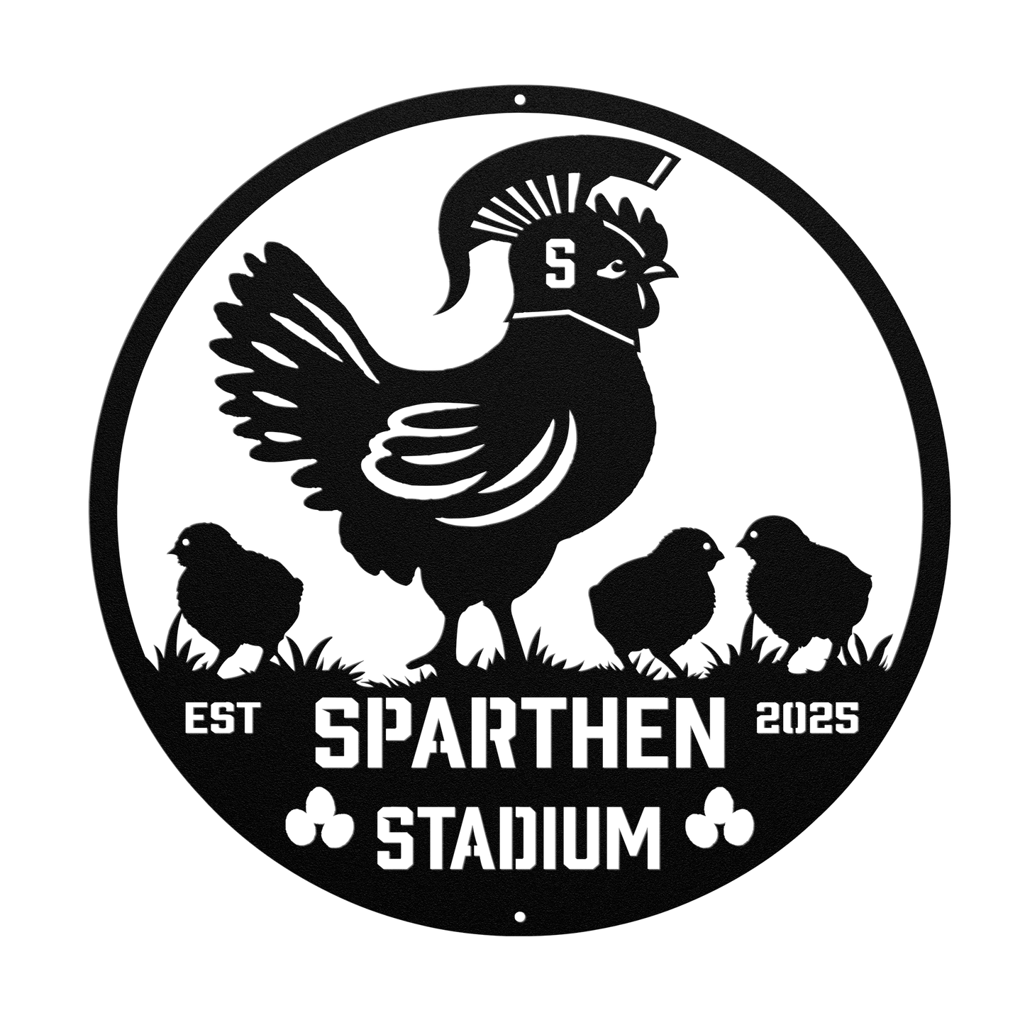 SpartHen_Stadium_Chicken_Coop_Metal_Sign_Black_Transparent_Mockup.png