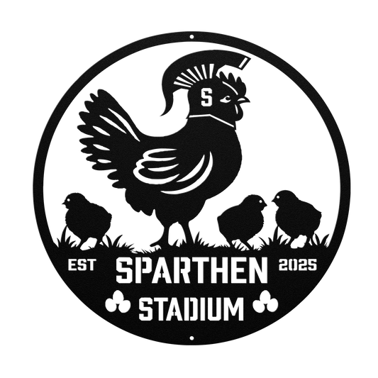 SpartHen_Stadium_Chicken_Coop_Metal_Sign_Black_Transparent_Mockup.png