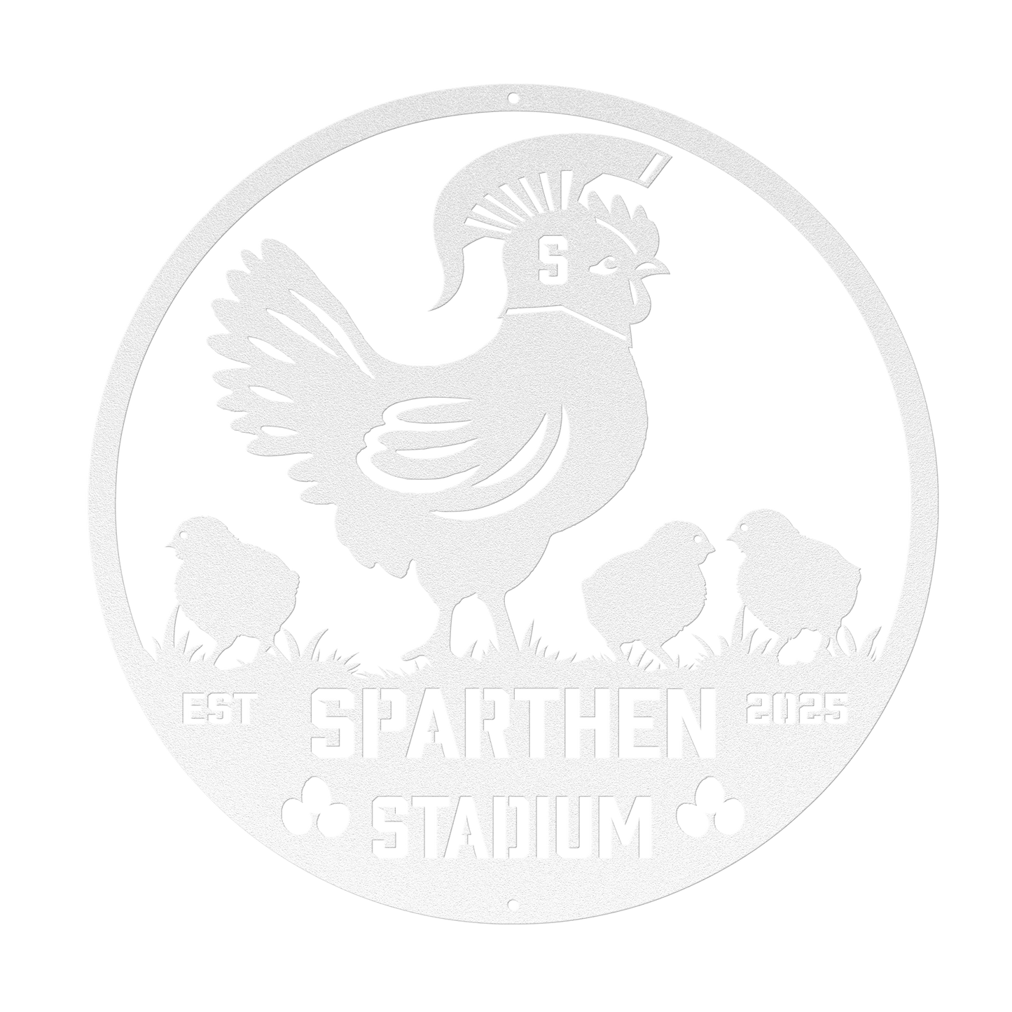 SpartHen_Stadium_Chicken_Coop_Metal_Sign_White_Transparent_Mockup.png