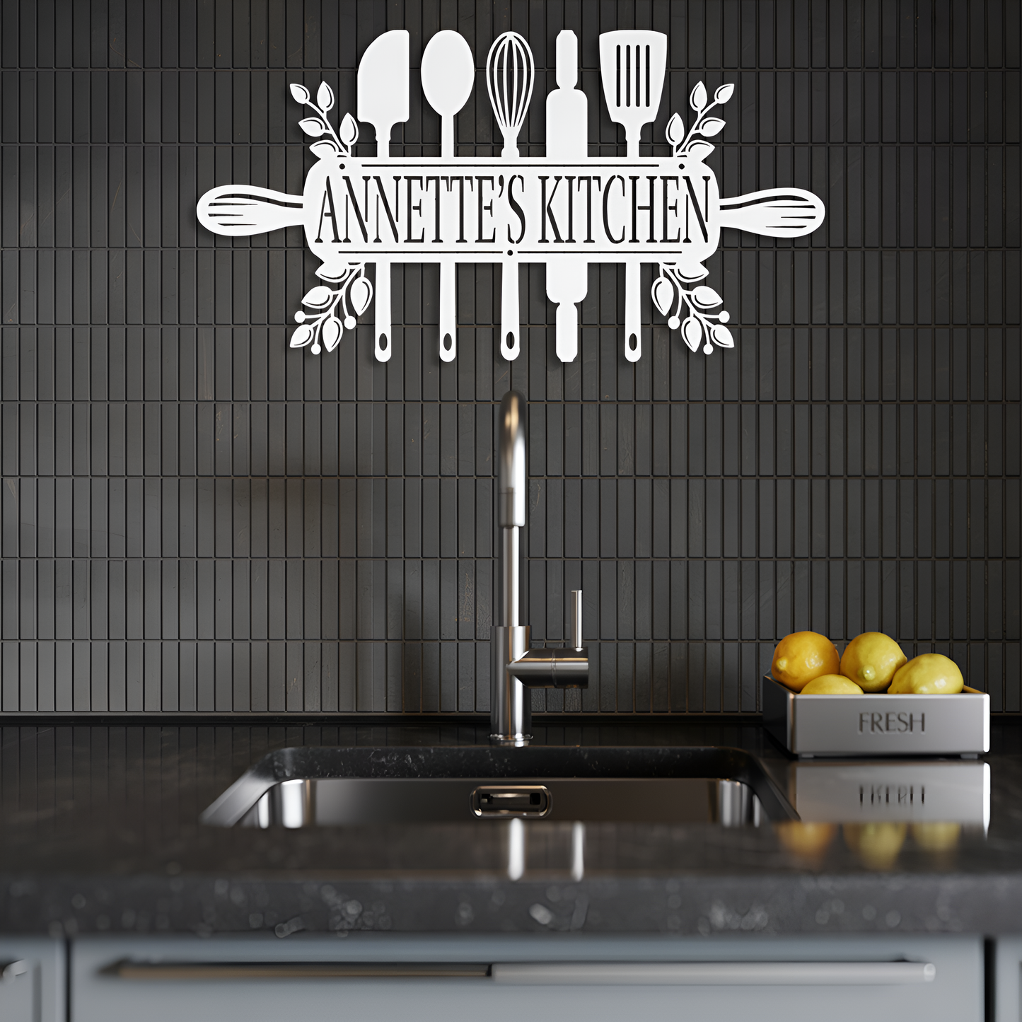 Kitchen Utensils Metal Sign