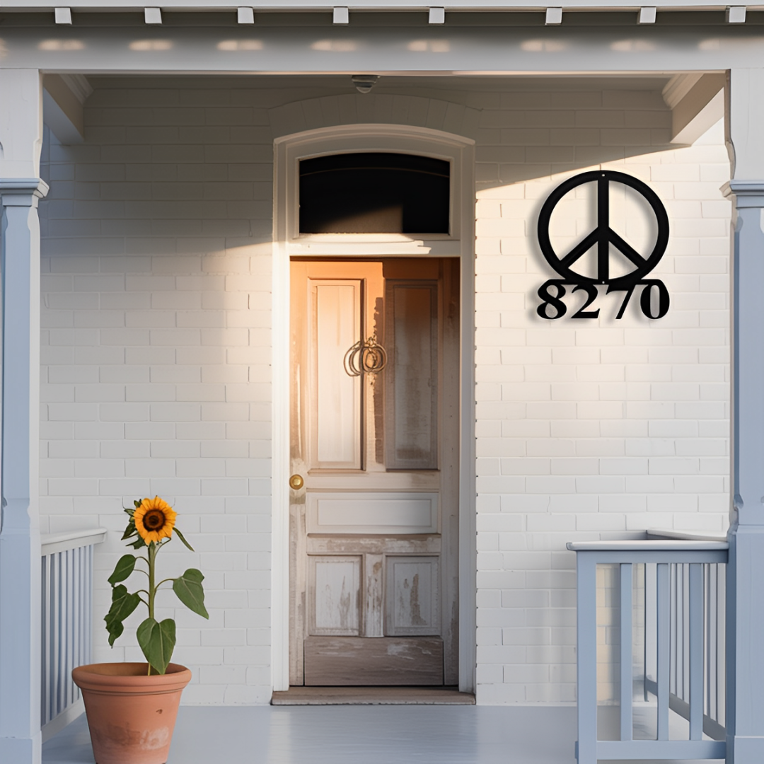Peace Sign Address Metal Sign