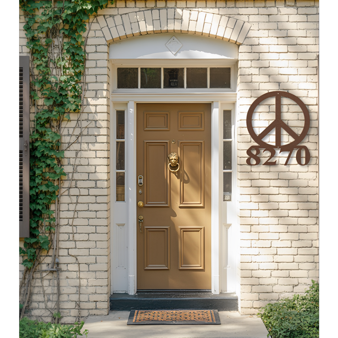 Peace Sign Address Metal Sign