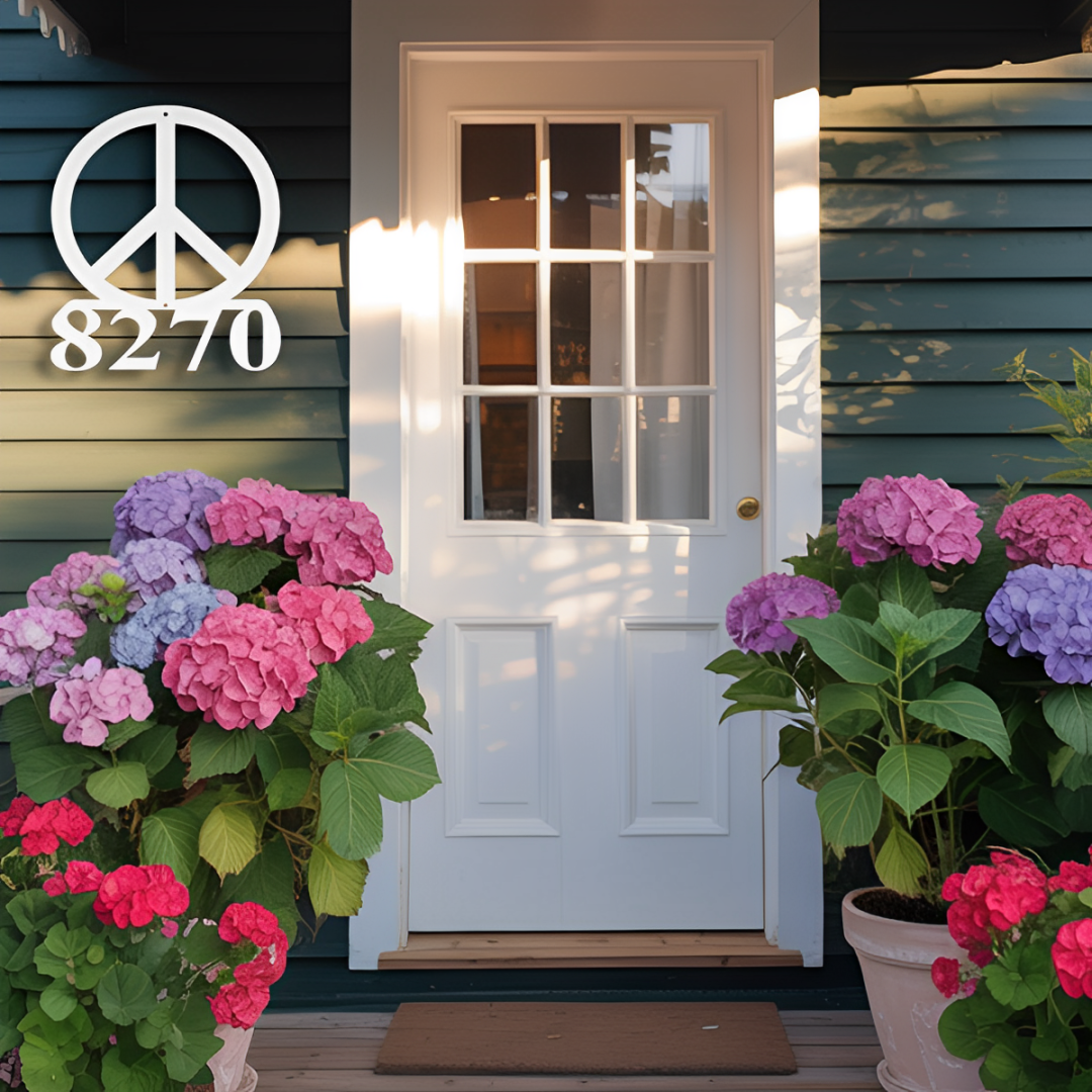 Peace Sign Address Metal Sign