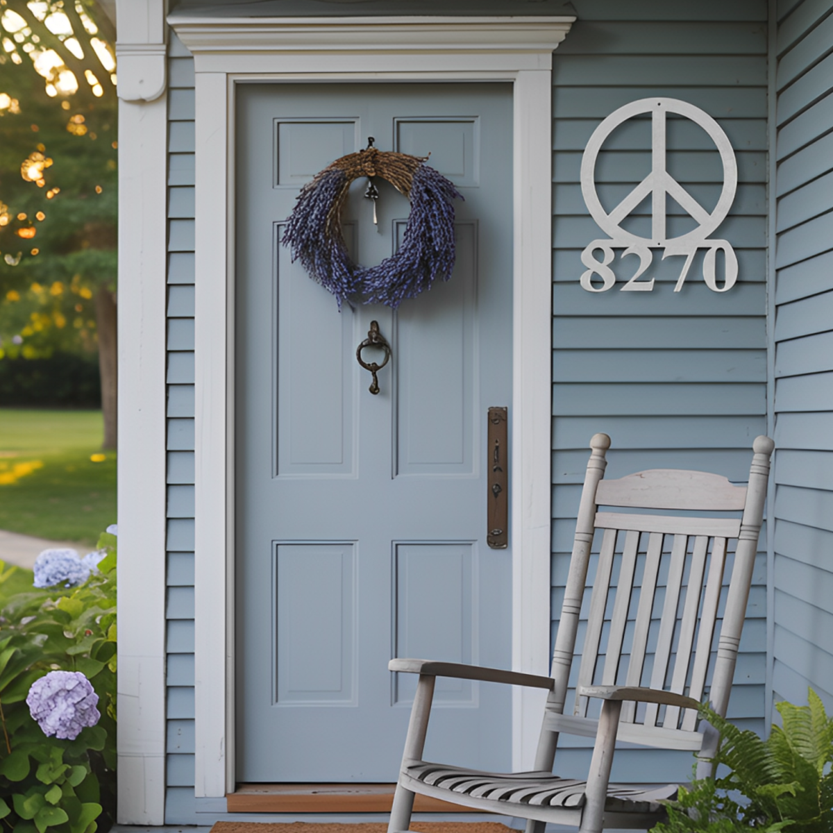 Peace Sign Address Metal Sign