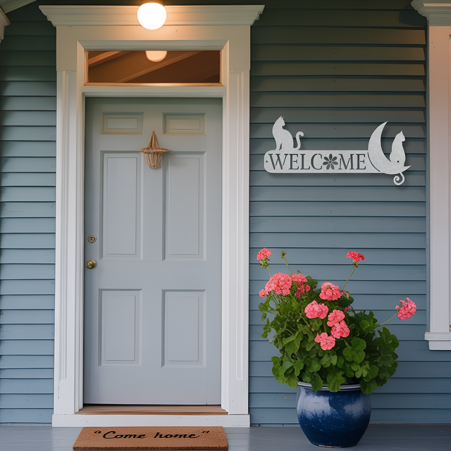 Cat's Welcome Metal Sign