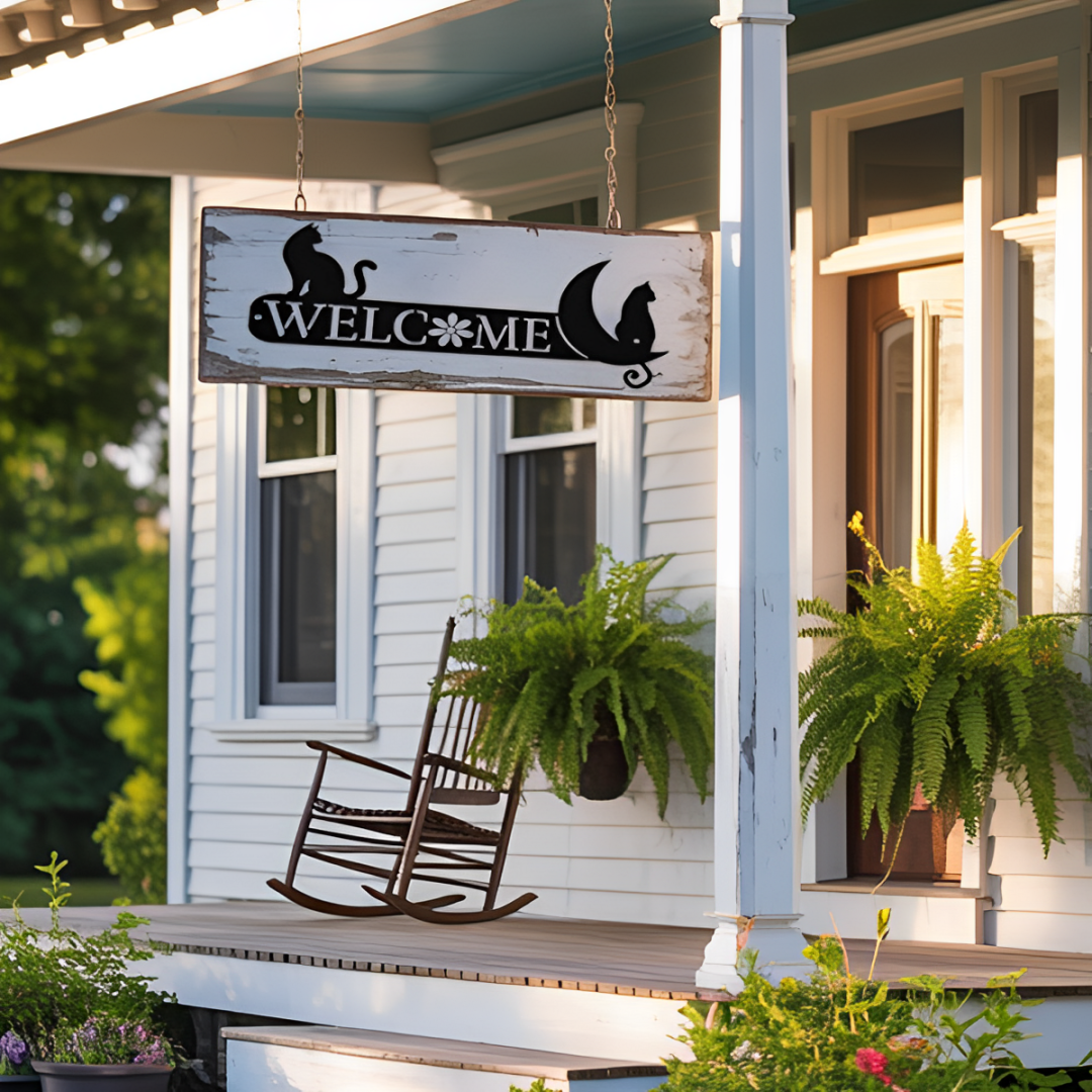 Cat's Welcome Metal Sign