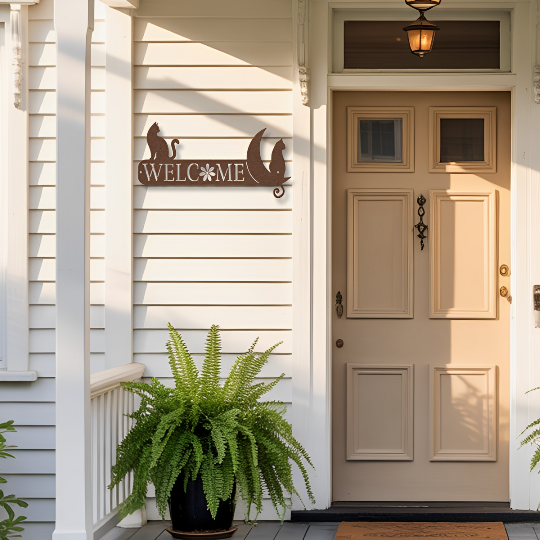 Cat's Welcome Metal Sign