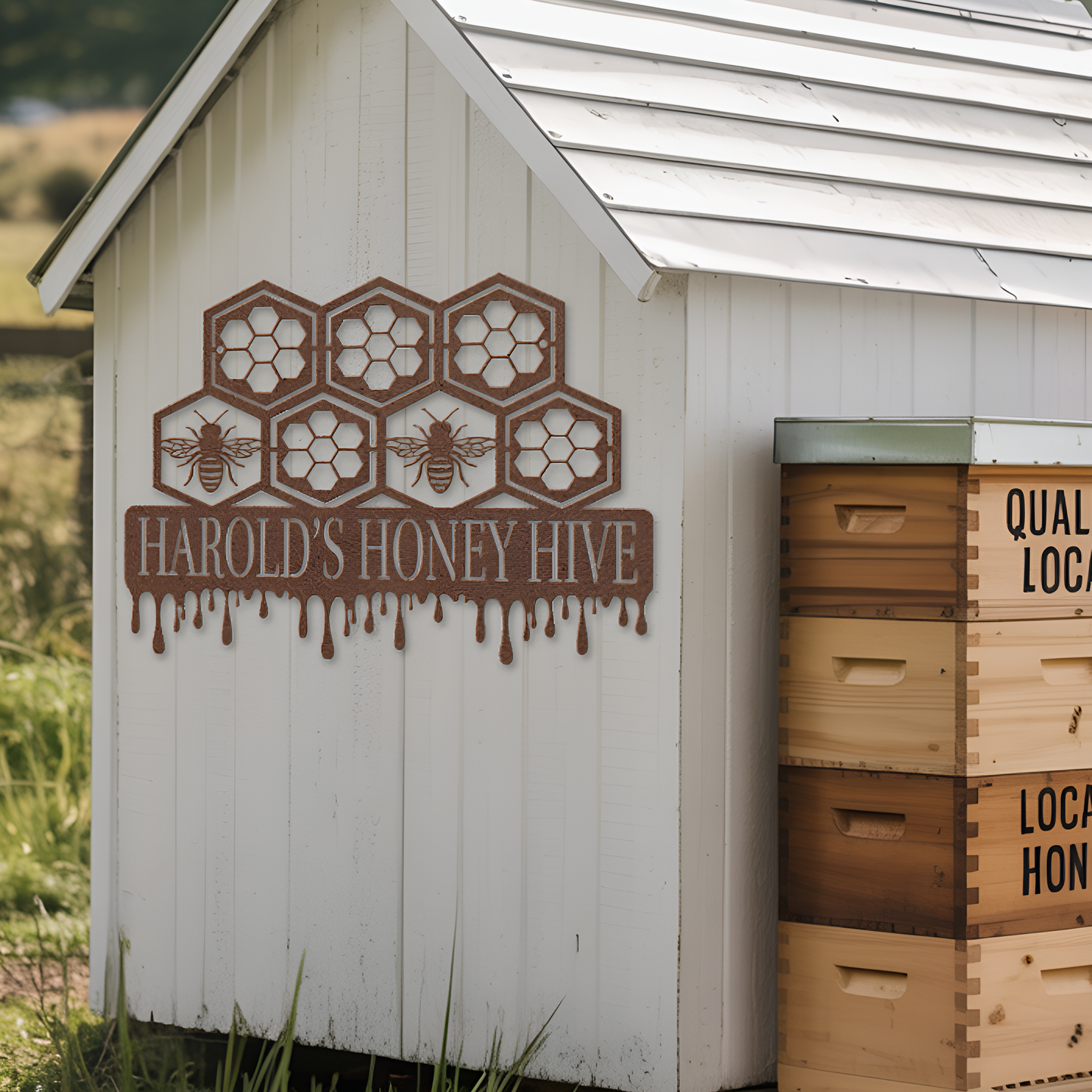Honeycomb Metal Sign