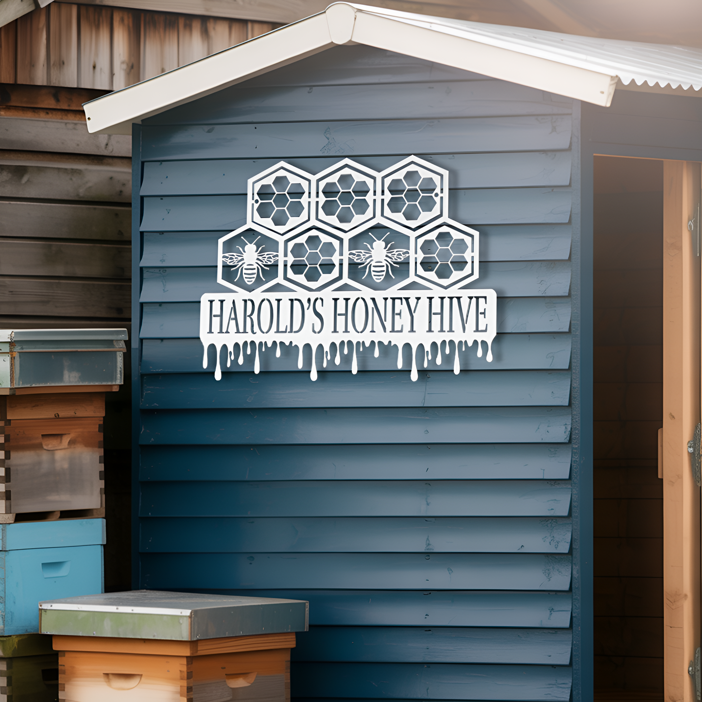 Honeycomb Metal Sign