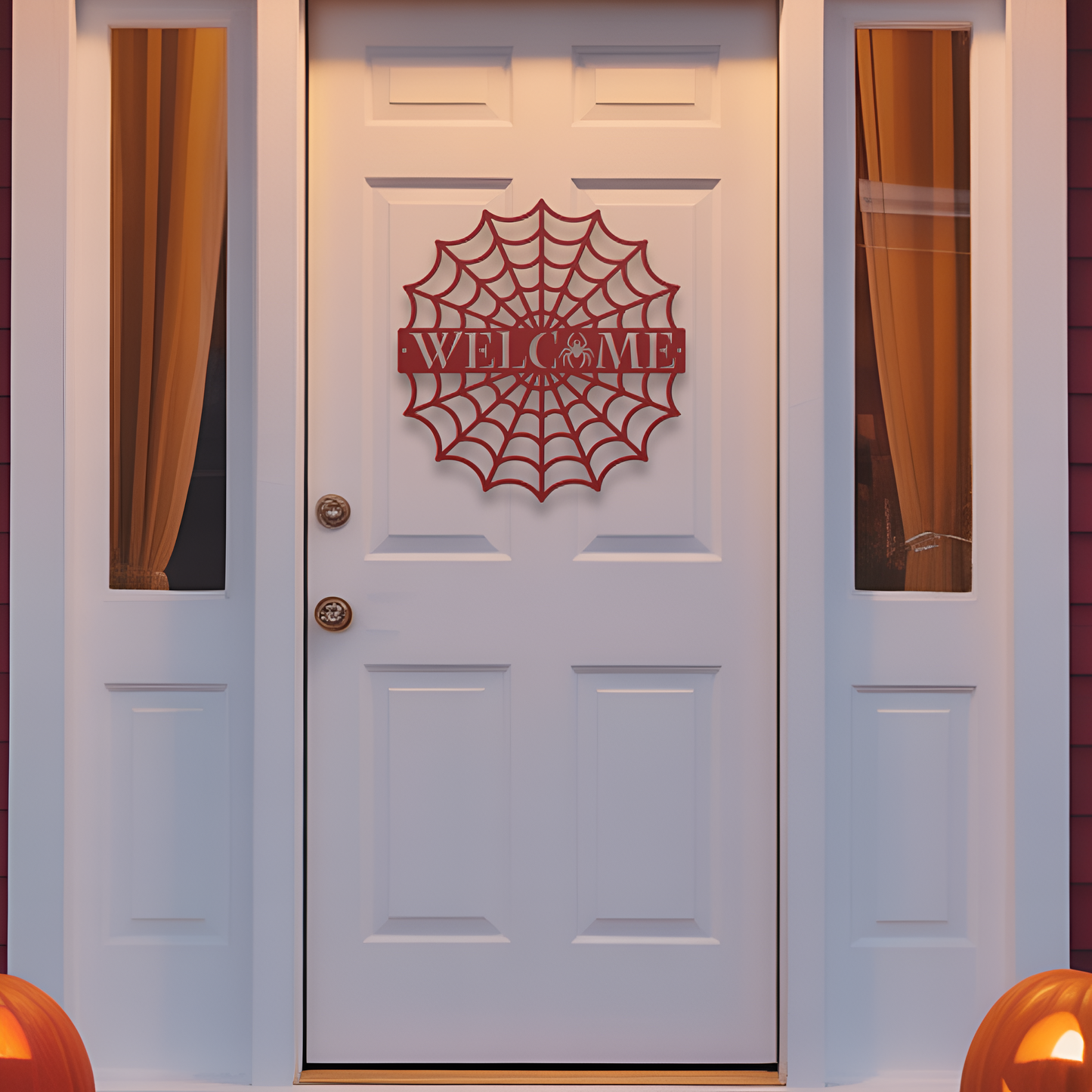 Spider Web Welcome Metal Sign