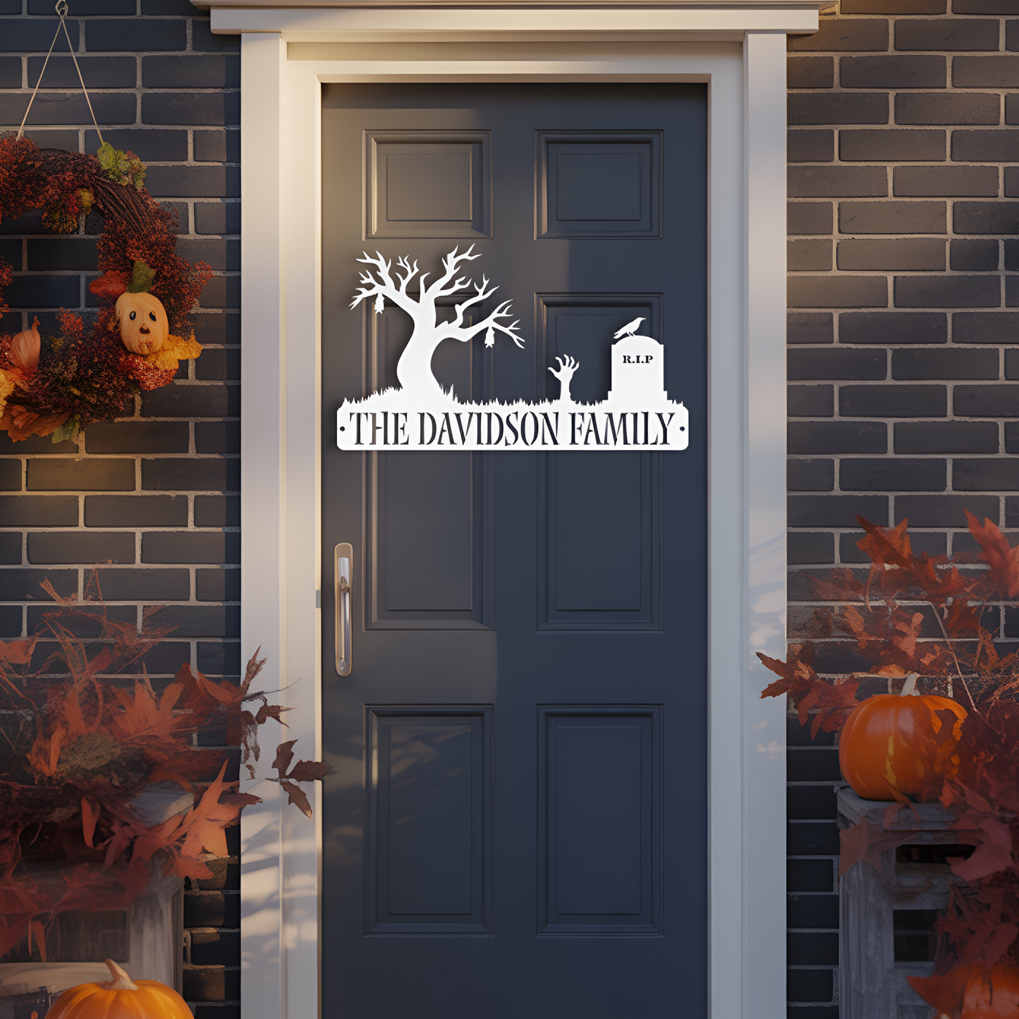 Graveyard Halloween Metal Sign