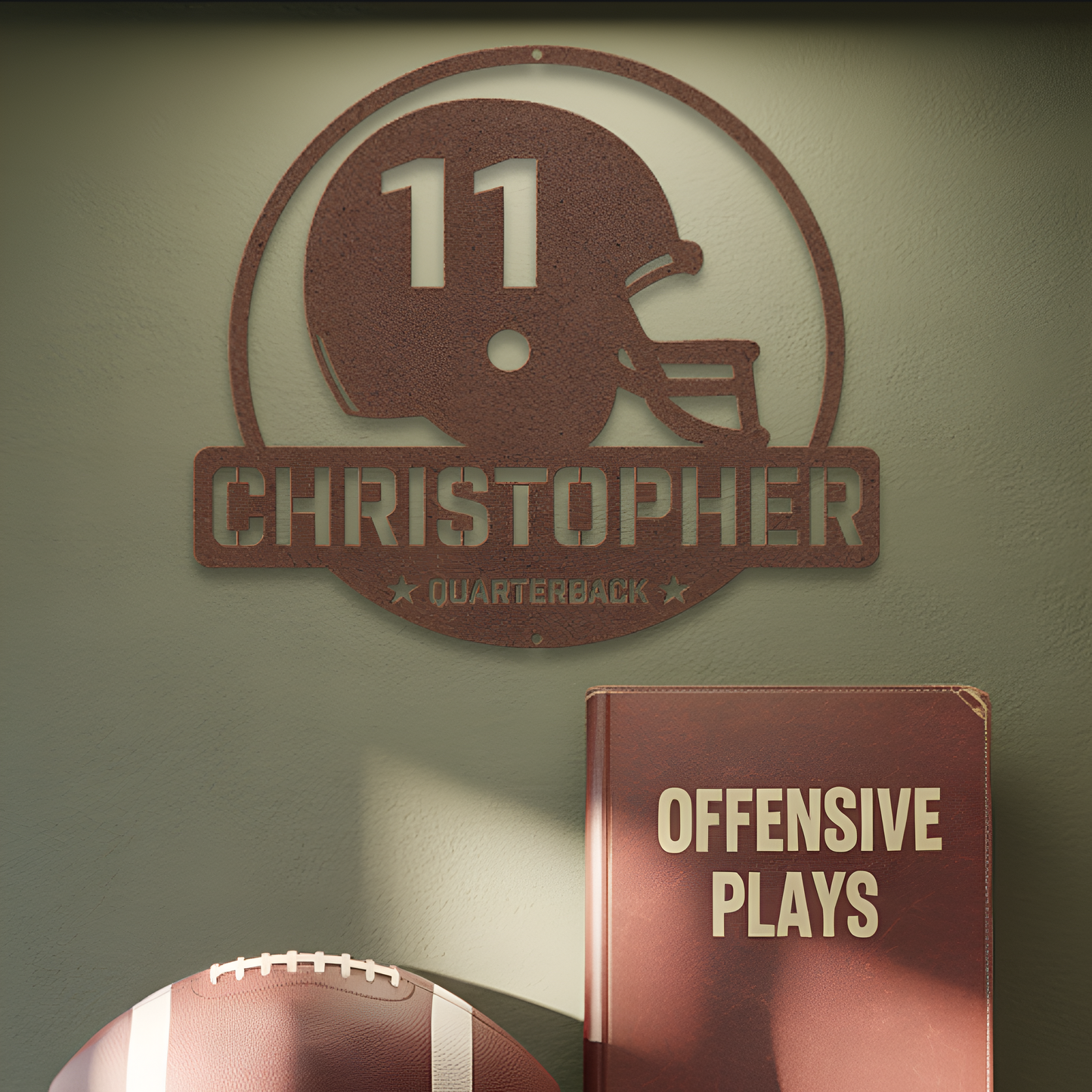 Football Helmet Metal Sign