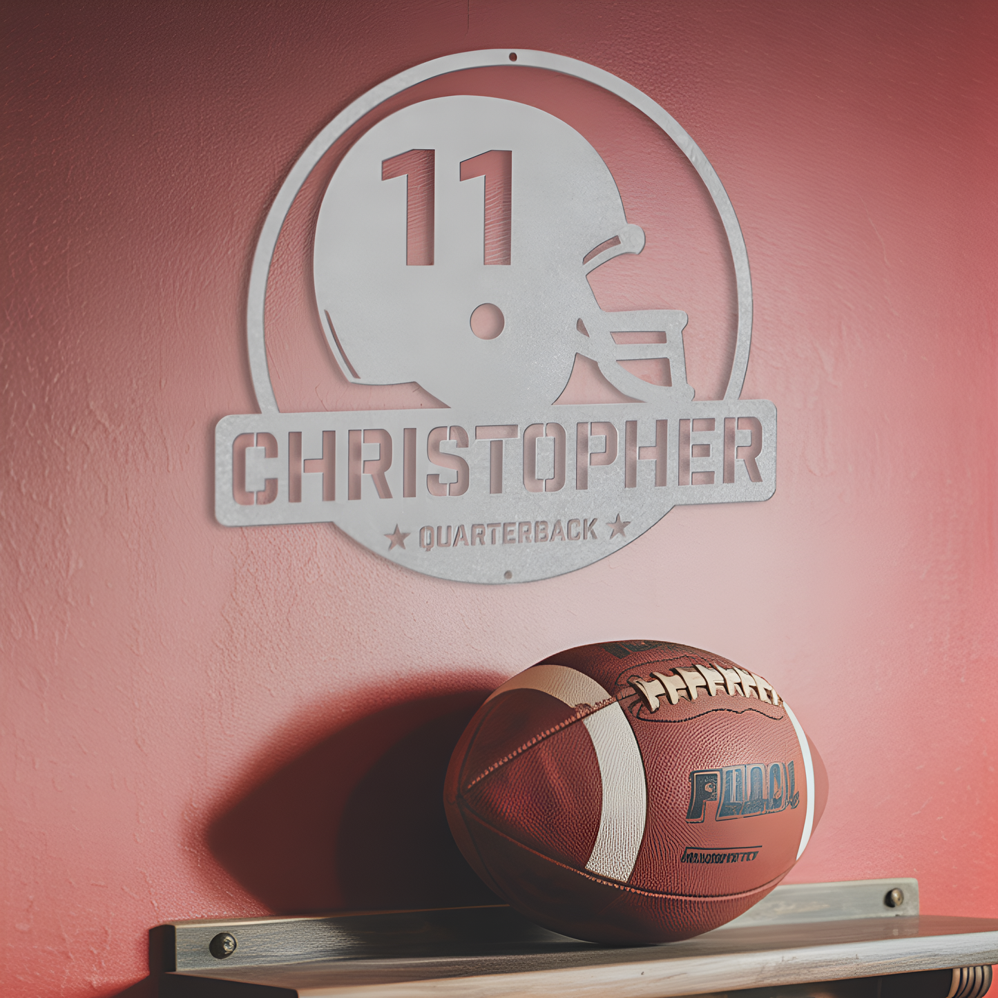 Football Helmet Metal Sign