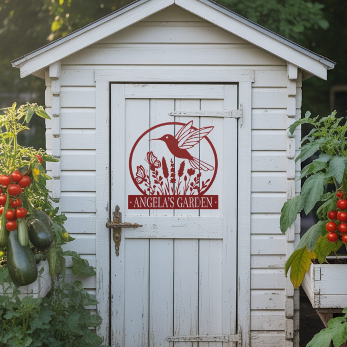 Hummingbird Garden Metal Sign
