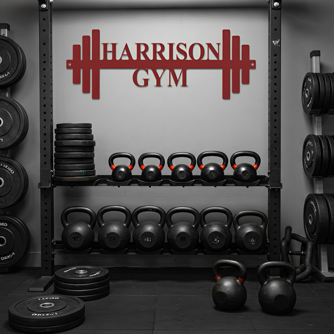 Barbell Metal Sign