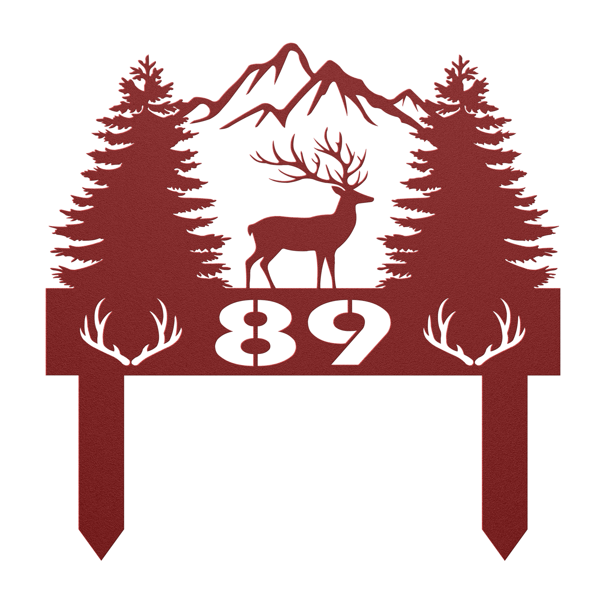 Deer_With_Mountain_And_Pines_Metal_Sign_Red_Transparent_Mockup.png