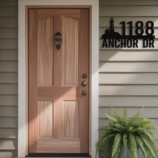 Lighthouse Address Metal Sign
