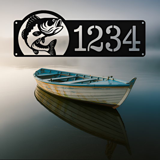 Bass Fishing Address Metal Sign