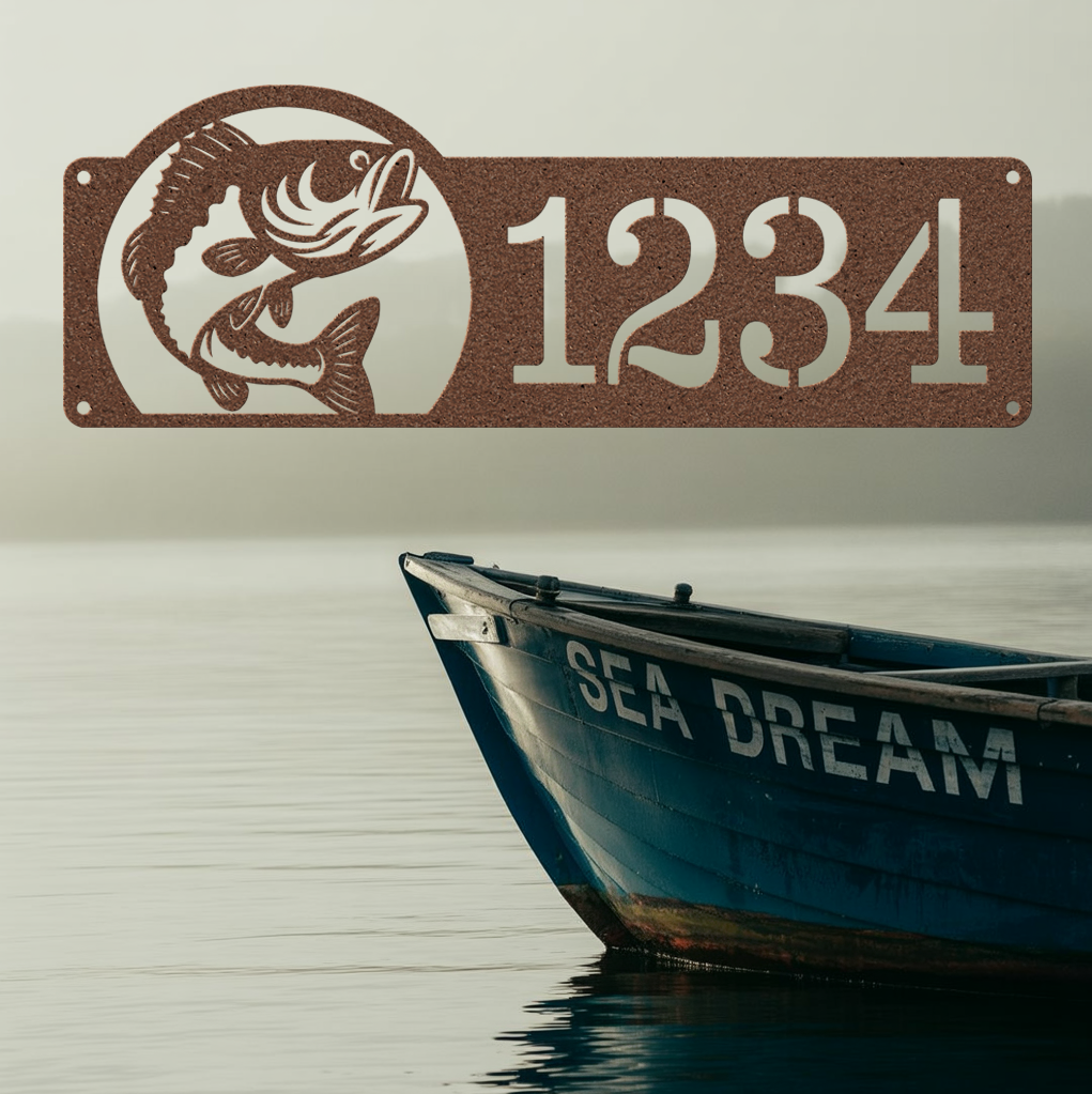 Bass Fishing Address Metal Sign