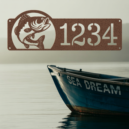 Bass Fishing Address Metal Sign