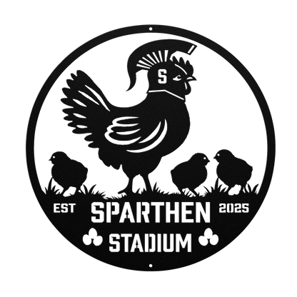 SpartHen_Stadium_Chicken_Coop_Metal_Sign_Black_Transparent_Mockup.png