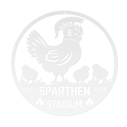 SpartHen_Stadium_Chicken_Coop_Metal_Sign_White_Transparent_Mockup.png
