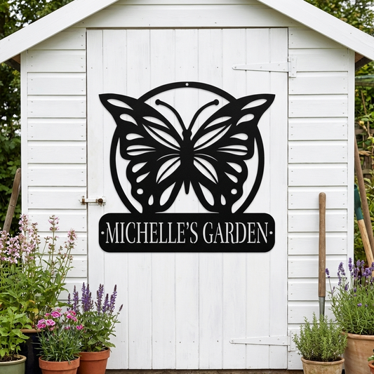 Butterfly Garden Metal Sign