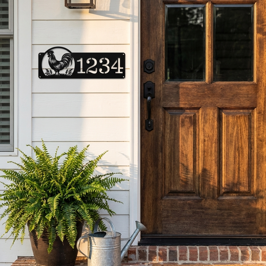 Rooster Address Metal Sign