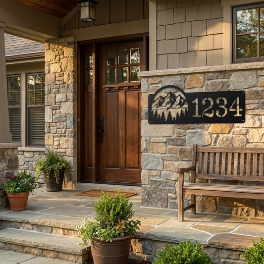 Mountain Scenery Address Metal Sign