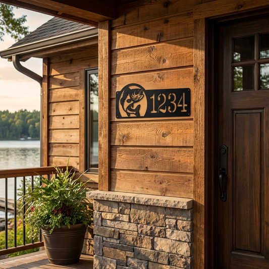 Bass Fishing Address Metal Sign