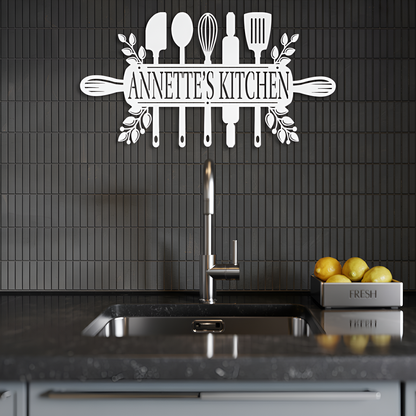 Kitchen Utensils Metal Sign