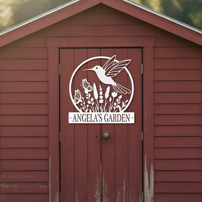 Hummingbird Garden Metal Sign
