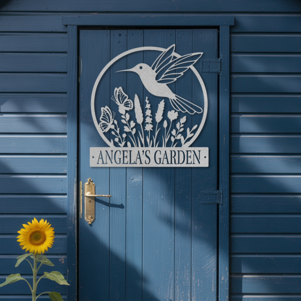 Hummingbird Garden Metal Sign