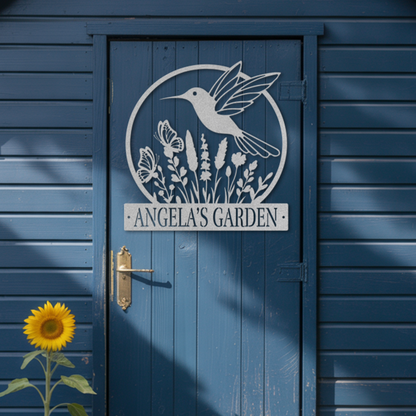 Hummingbird Garden Metal Sign