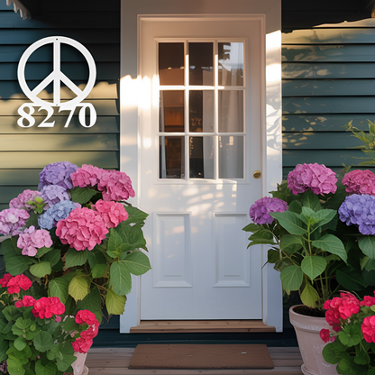 Peace Sign Address Metal Sign