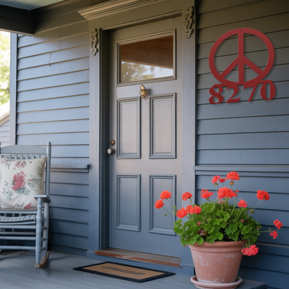 Peace Sign Address Metal Sign
