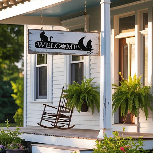 Cat's Welcome Metal Sign