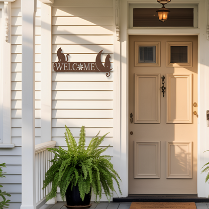 Cat's Welcome Metal Sign