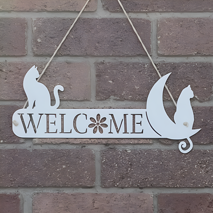 Cat's Welcome Metal Sign