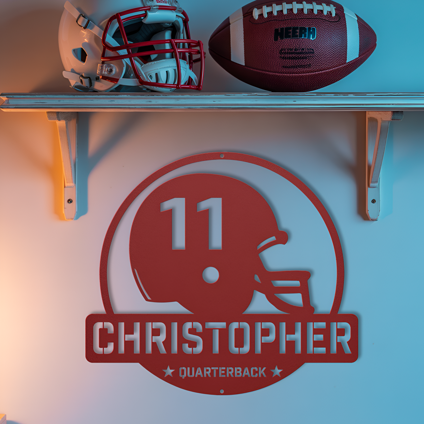 Football Helmet Metal Sign