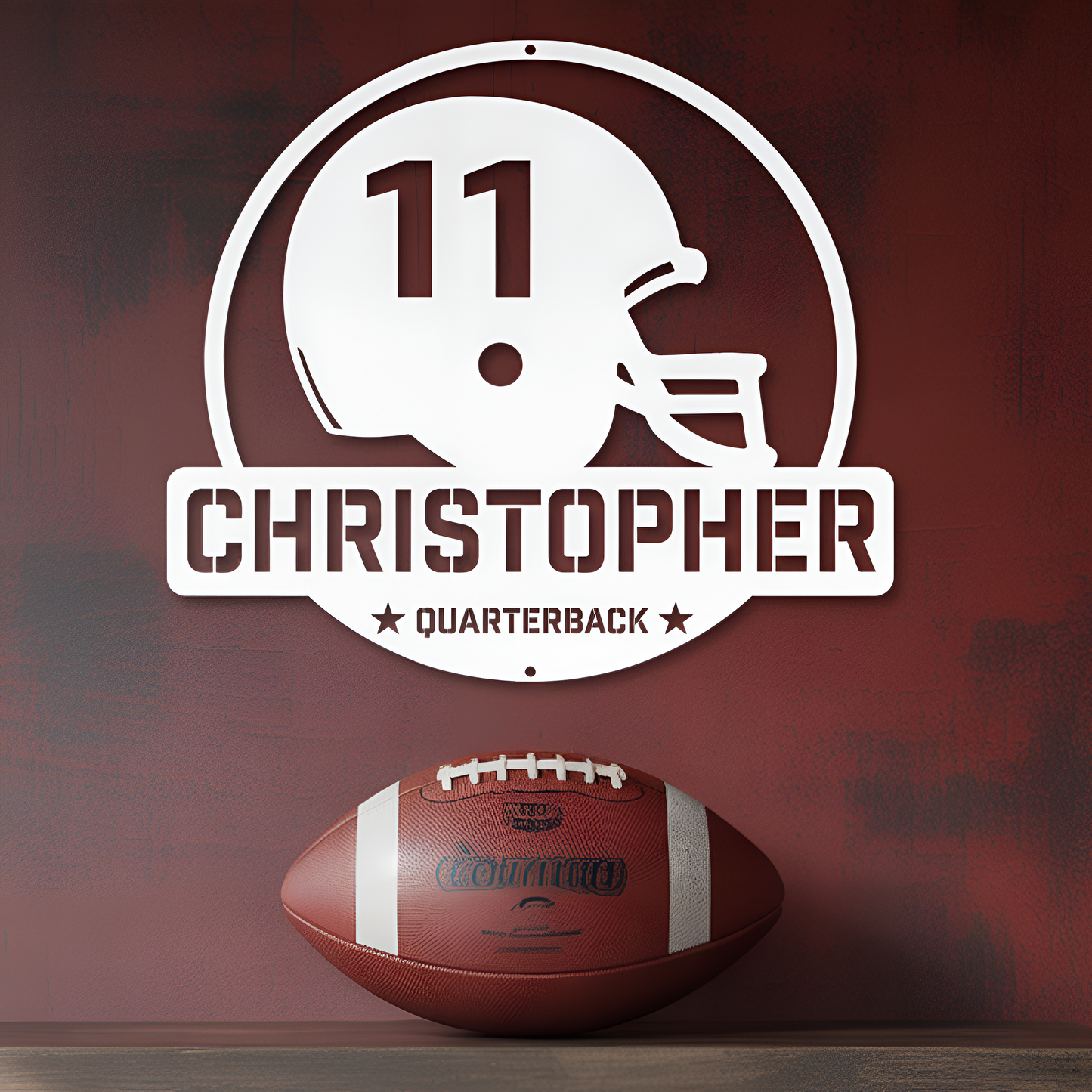 Football Helmet Metal Sign
