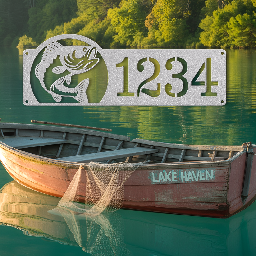 Bass Fishing Address Metal Sign