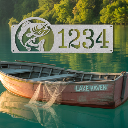 Bass Fishing Address Metal Sign