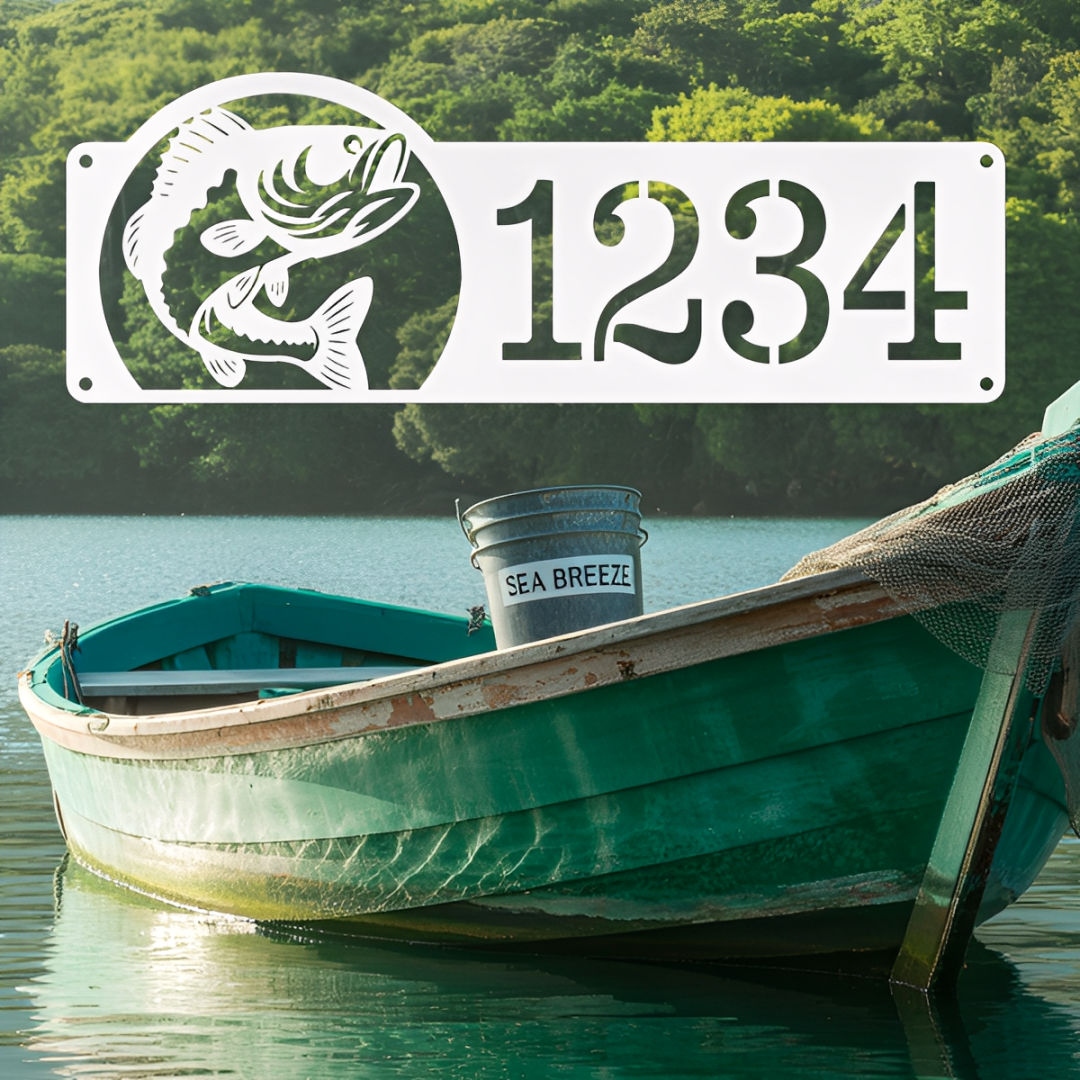 Bass Fishing Address Metal Sign