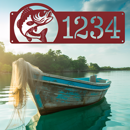 Bass Fishing Address Metal Sign