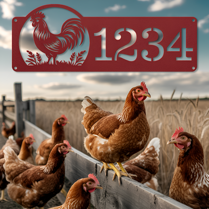 Rooster Address Sign