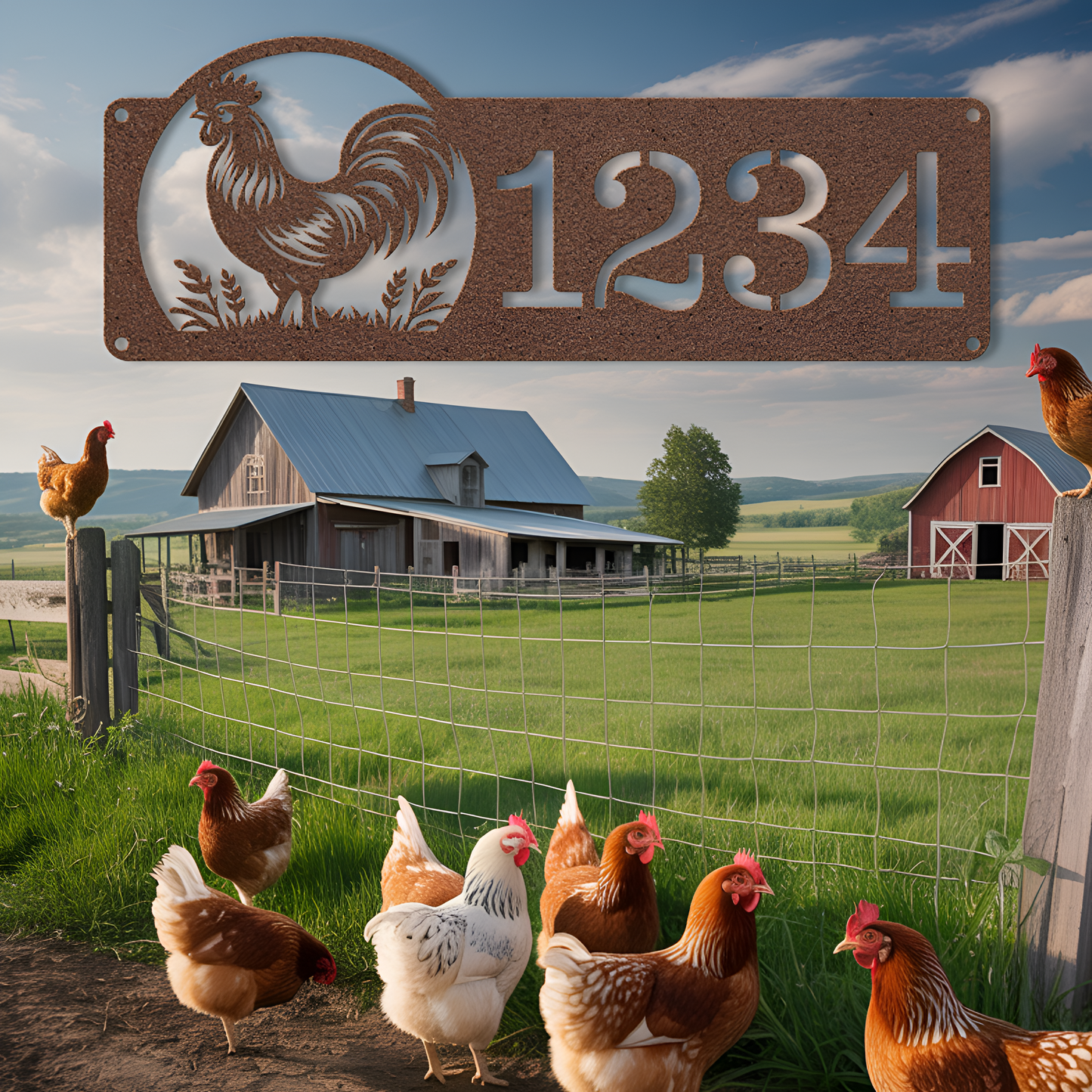 Rooster Address Sign