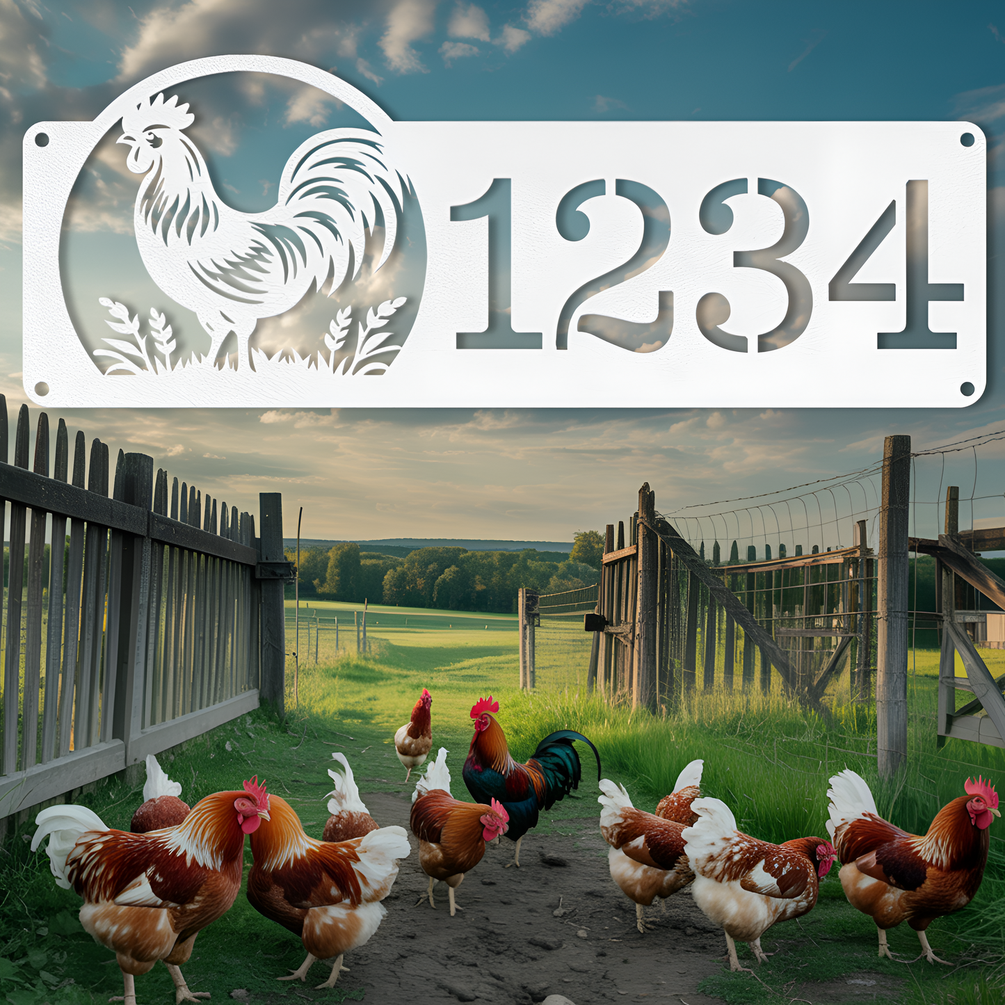 Rooster Address Sign