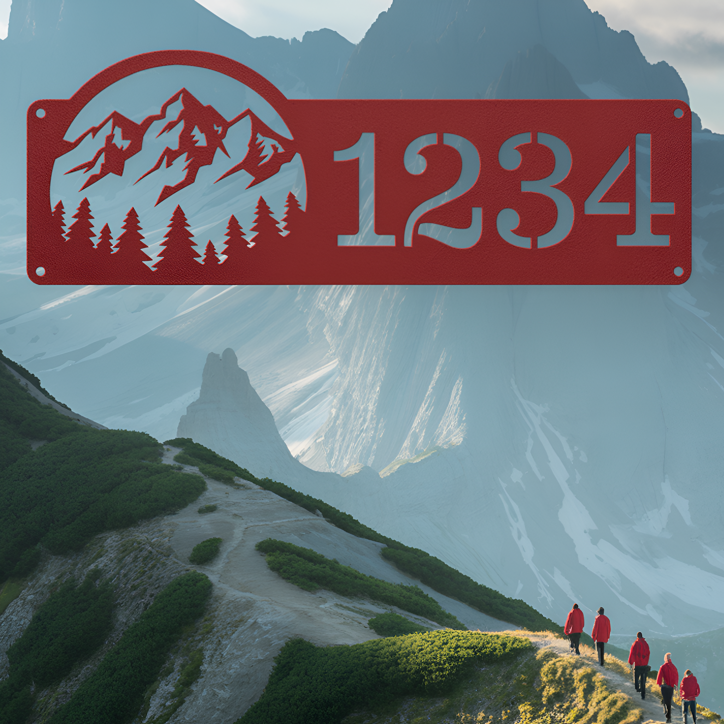 Mountain Scenery Address Sign